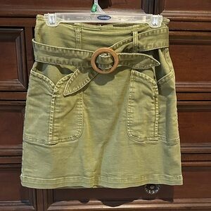 Anthropologie Olive Belted Mini Skirt
